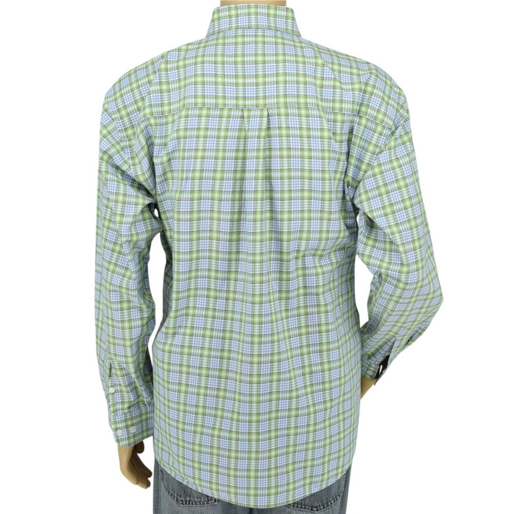 Wrangler George Strait Cowboy Cut Mens L Blue Green Plaid Western Shirt - Picture 9 of 11